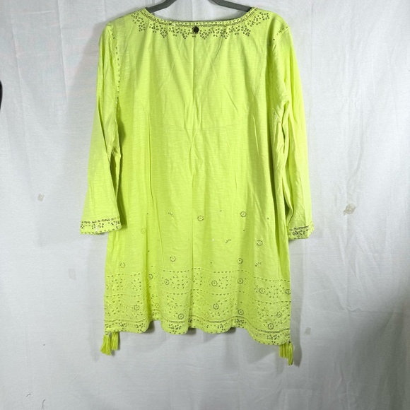 Soft Surrounding Green Tunic Size XL With Sequin and Tassel Details Boho Coastal - Picture 7 of 12